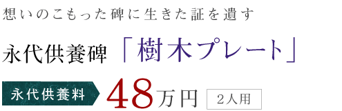 想いのこもった碑に生きた証を遺す 永代供養碑 「樹木プレート」 永代供養料 48万円 (2人用)